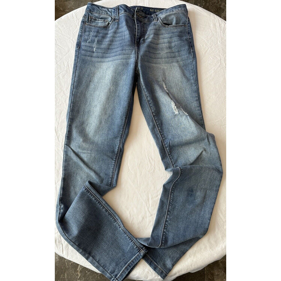 True Craft Jeans Mid Rise Skinny Women's Size 11 x 29inseam Blue Distressed - Picture 6 of 14